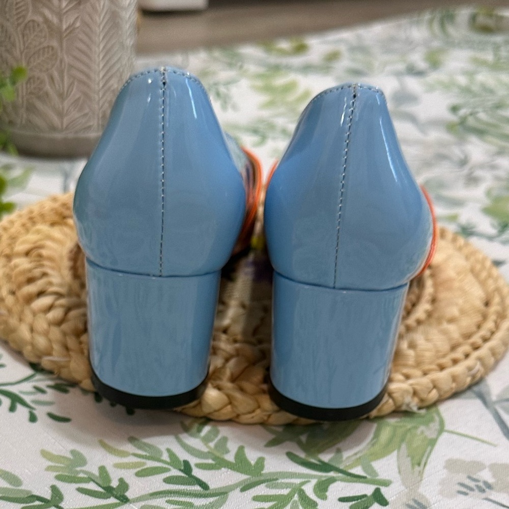New MODENCOCO Women's Block Round Toe Slip On Patent Chunky Low Heel Pumps sz 7 - Picture 12 of 16